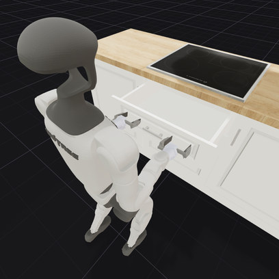 Close the top drawer of the kitchen cabinet.